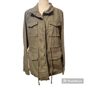 Old Navy Army Jacket with Pockets, Drawstring and Zipper